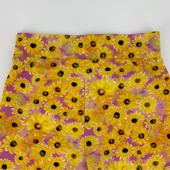 Zara NWT Bright Yellow Sunflower Print Biker Style Shorts, Small - Picture 4 of 16
